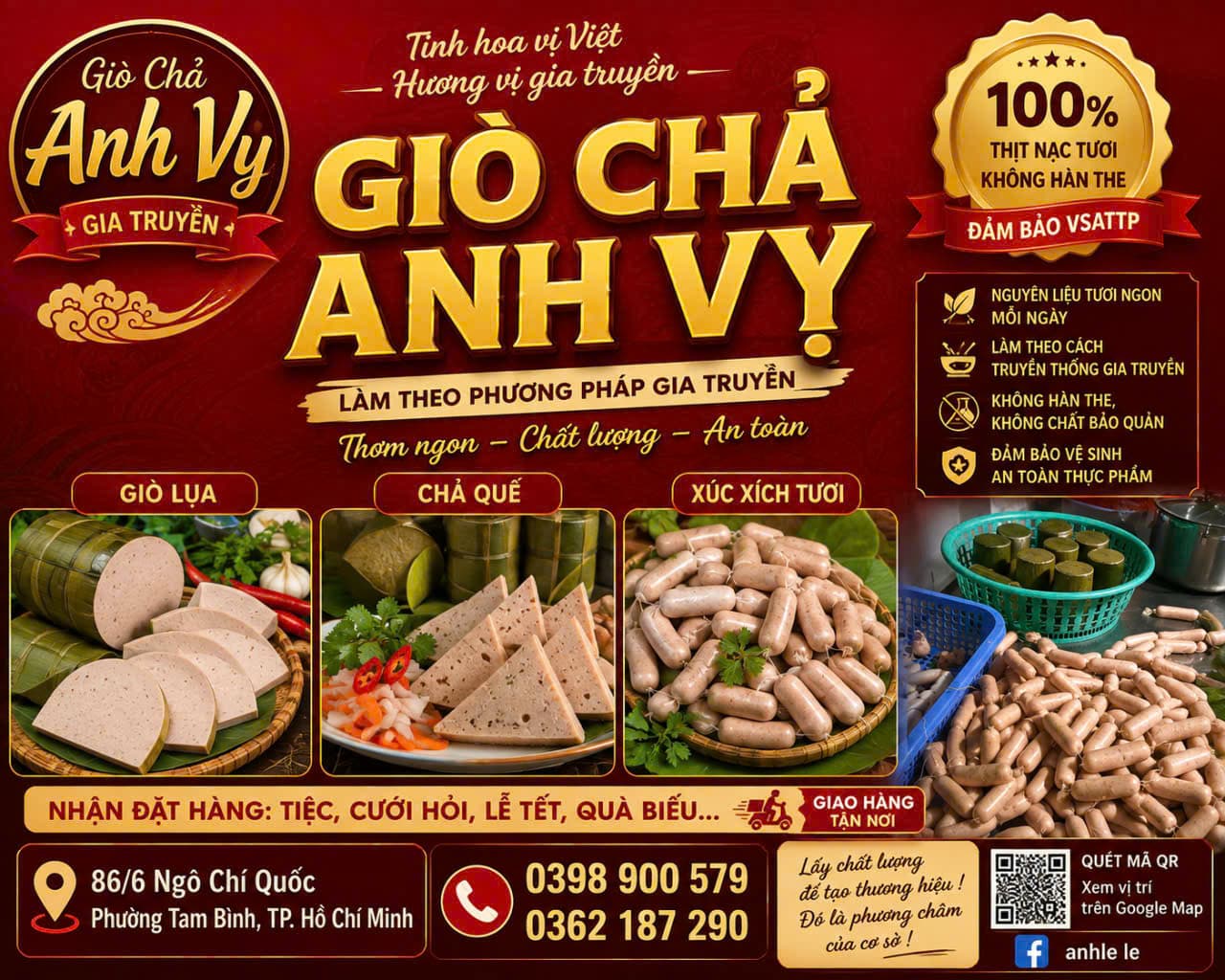 Các sản phẩm giò chả Anh Vỵ